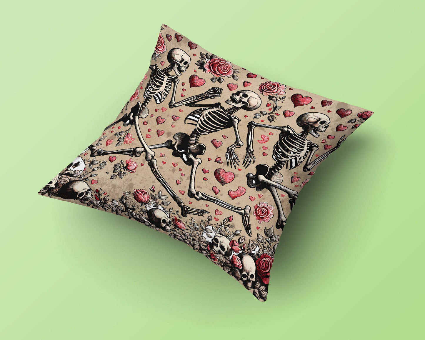 Gothic Skeleton Valentine's Pillow, Romantic