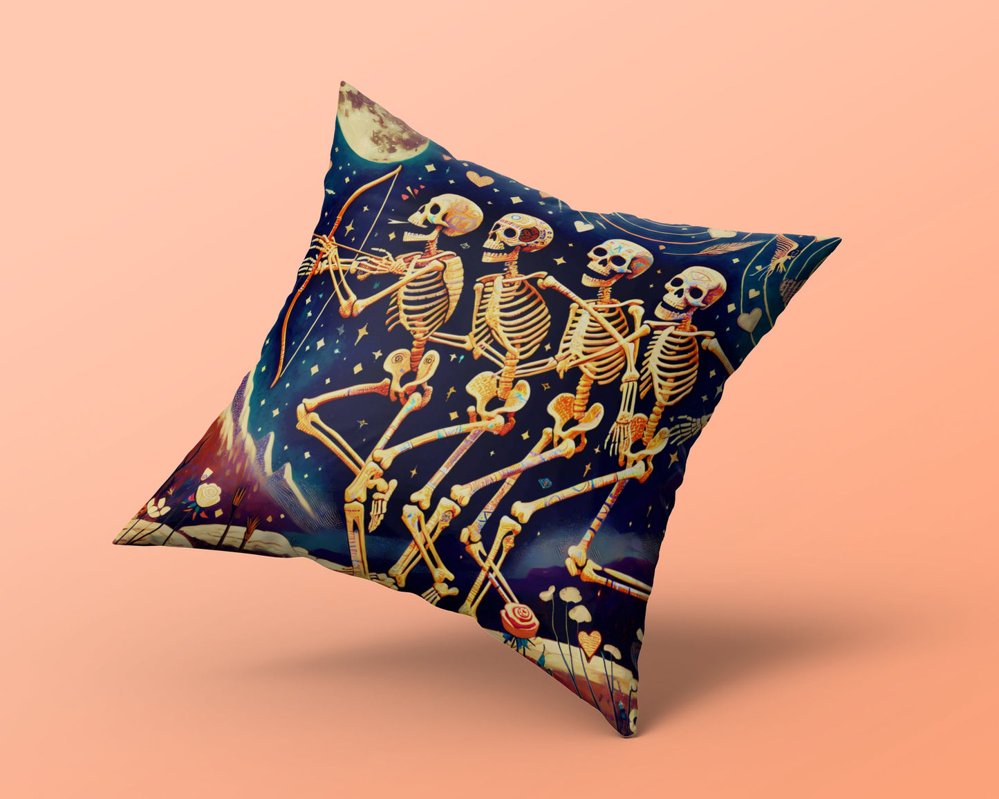 Skeleton Couple Valentine's Day Pillow