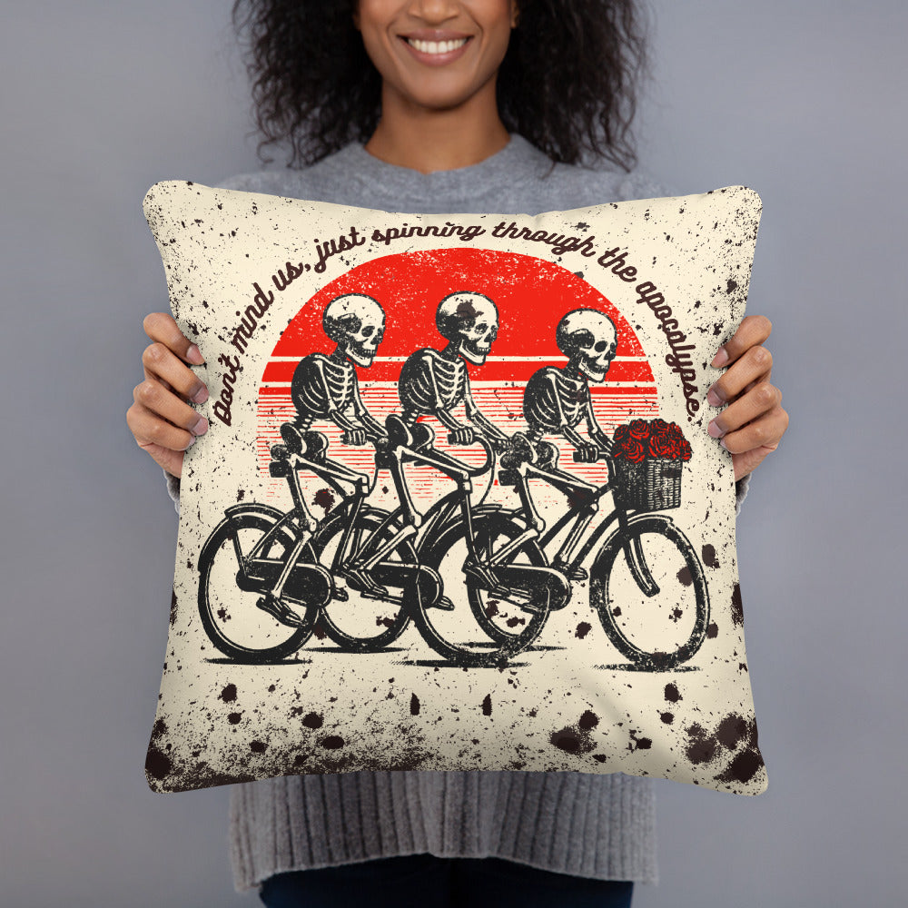 Retro Cycling Skeleton Pillow for Cyclist
