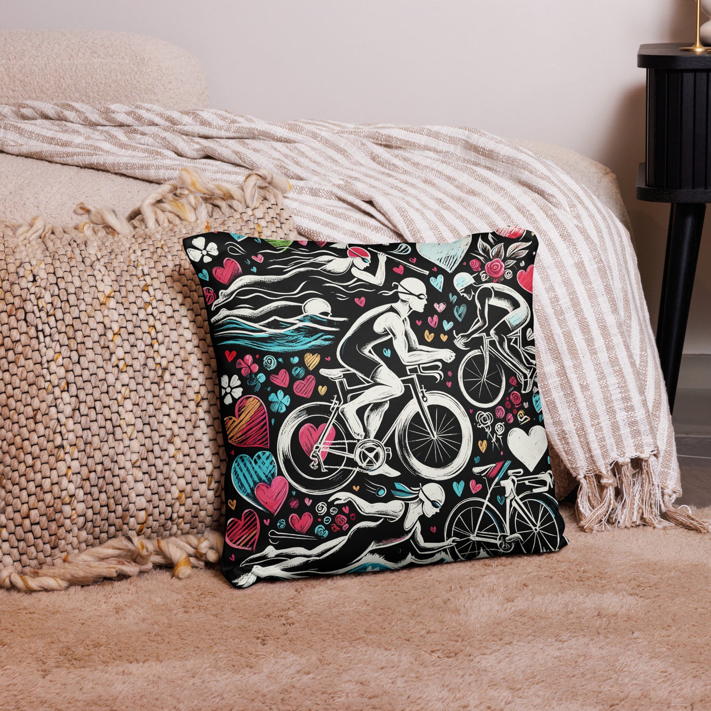 Triathlon Inspired Love Pillow, Valentine's Day Gift for Triathlete