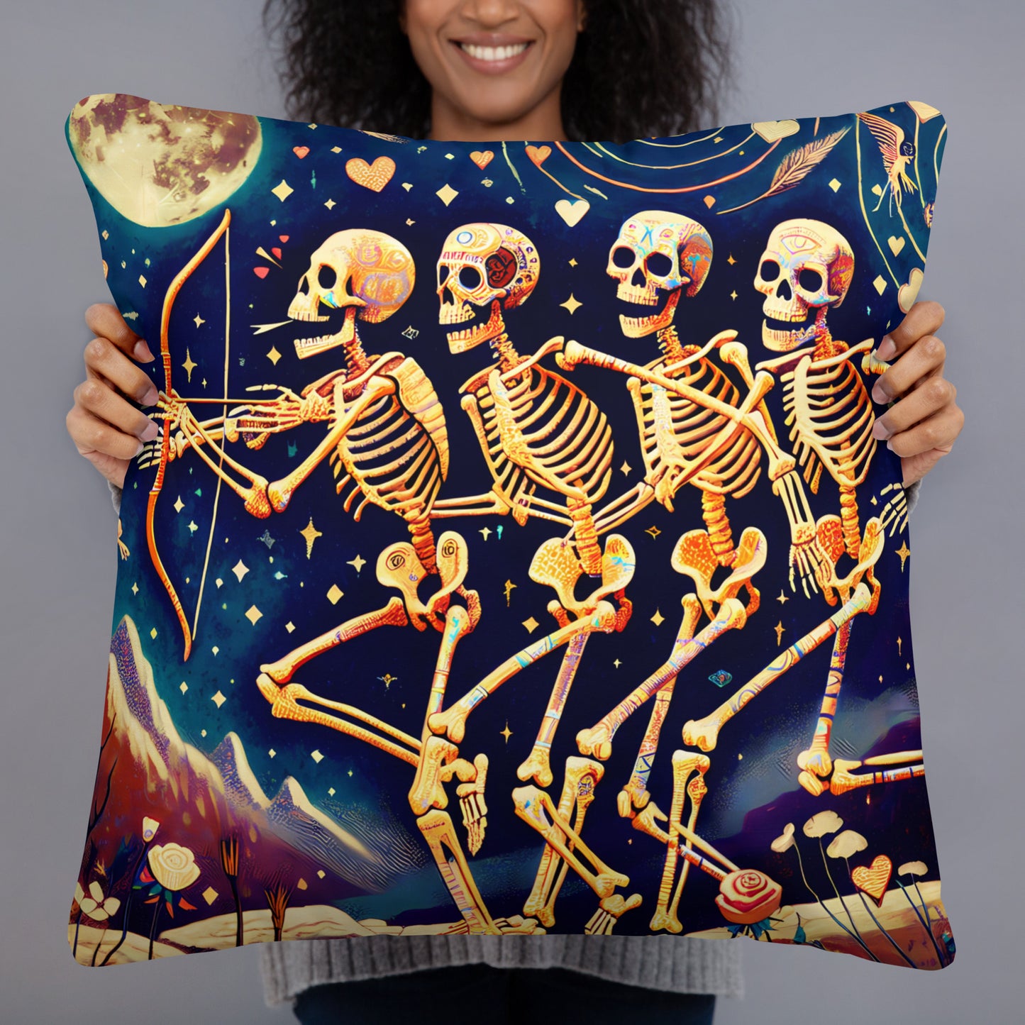 Skeleton Couple Valentine's Day Pillow