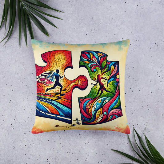 Abstract Running Couple Pillow, Gift for Her