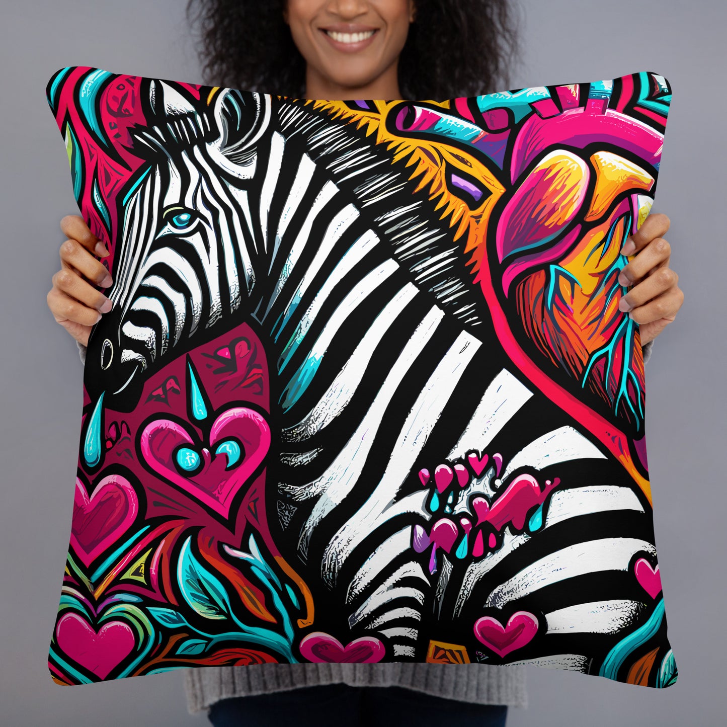 Zebra Love Art Pillow Cushion Spoonie Gift