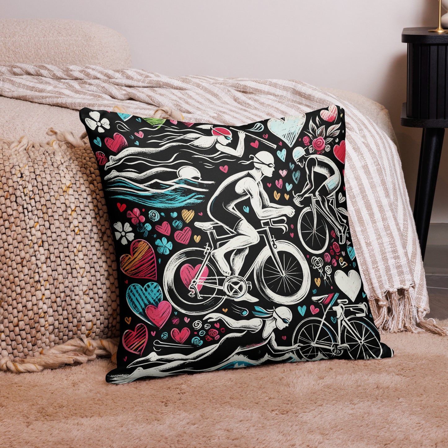 Triathlon Inspired Love Pillow, Valentine's Day Gift for Triathlete