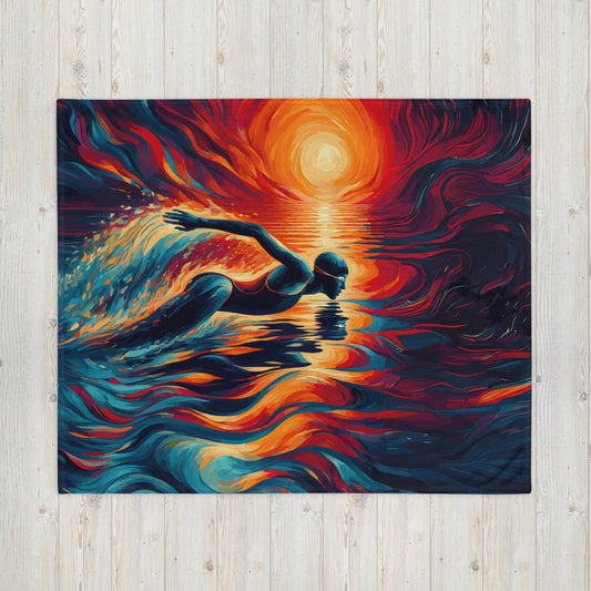 Abstract Swimmer Art Blanket