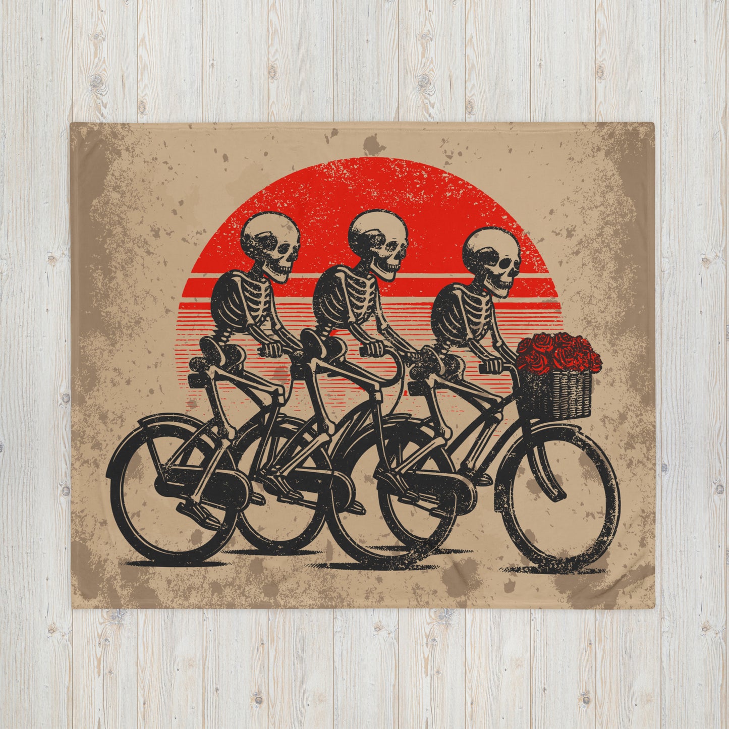Vintage Cycling Blanket - Skeletons Sunset Ride
