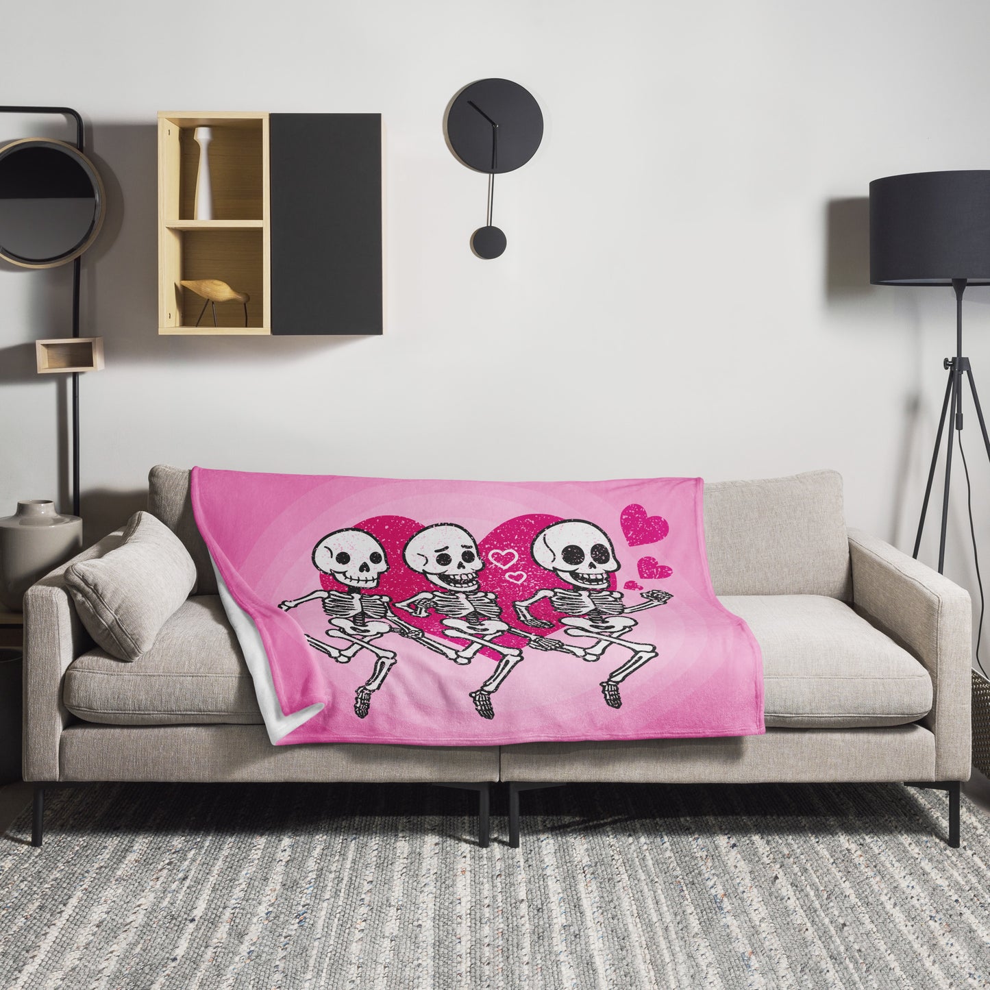 Skeletons Love Blanket for Valentine's Day