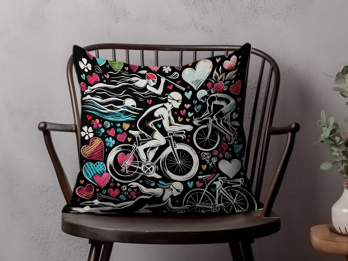 Triathlon Inspired Love Pillow, Valentine's Day Gift for Triathlete