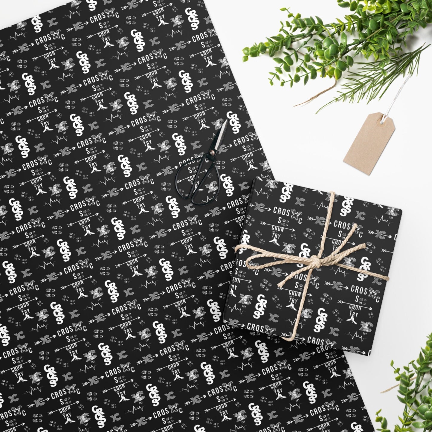 Cross Country Logos Pattern, Running Wrapping Paper