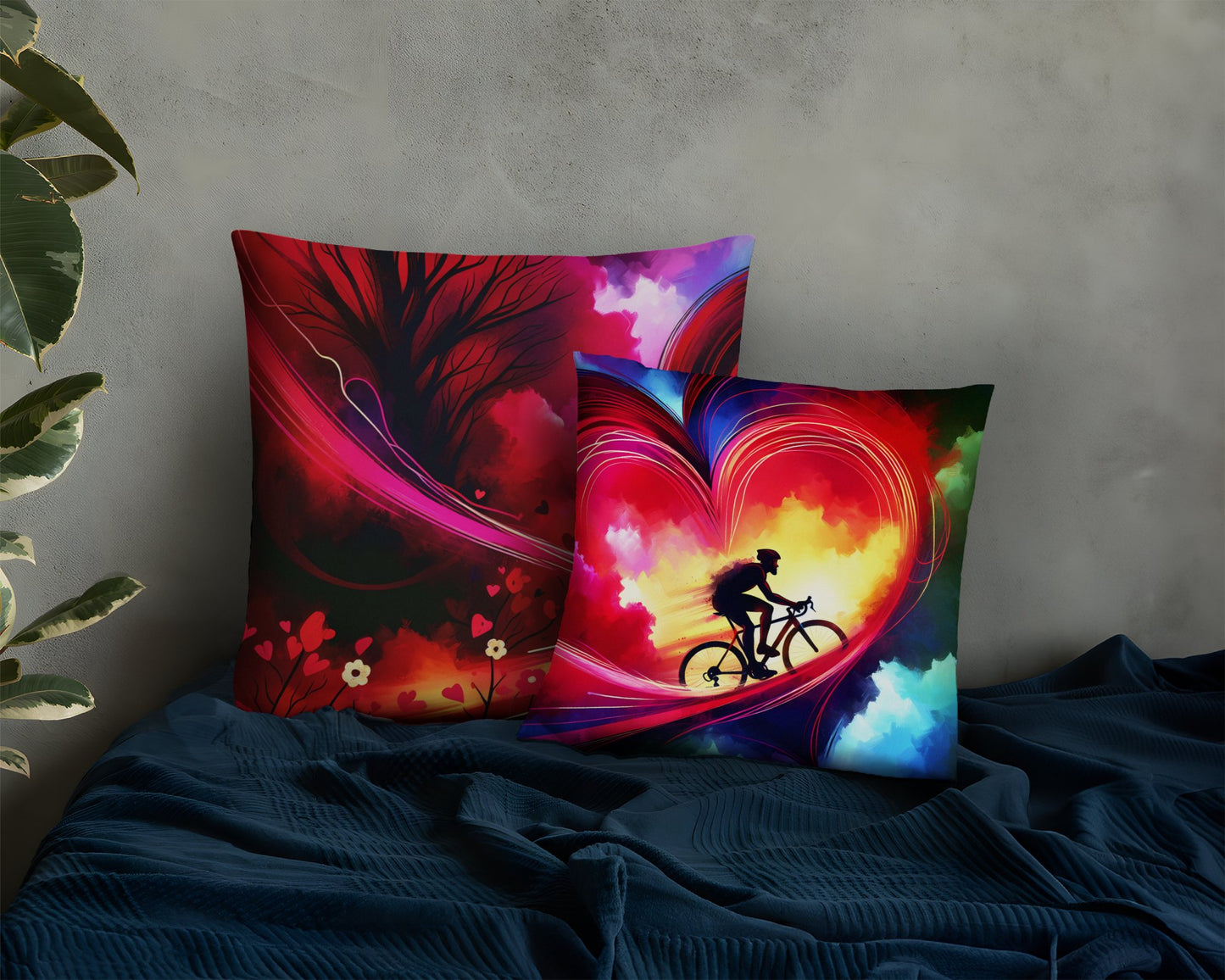 Cyclist Heartbeat Colorful Pillow