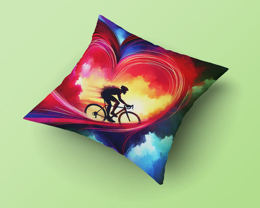 Cyclist Heartbeat Colorful Pillow