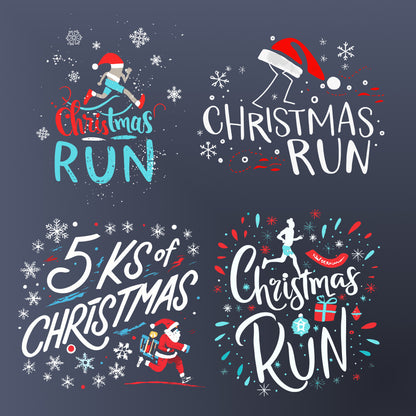 Santa's Sprint Art Christmas Running Race SVG Logos