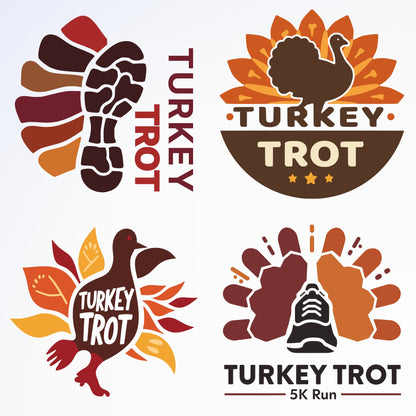 Turkey Trot Retro Running Event Logo Ideas