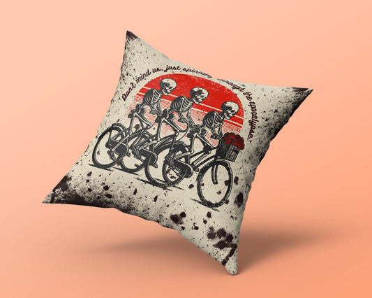 Retro Cycling Skeleton Pillow for Cyclist