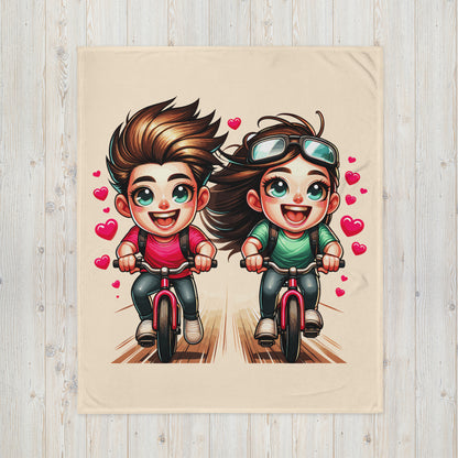 Cycling Blanket Gift for Her, Cute Couple Riding