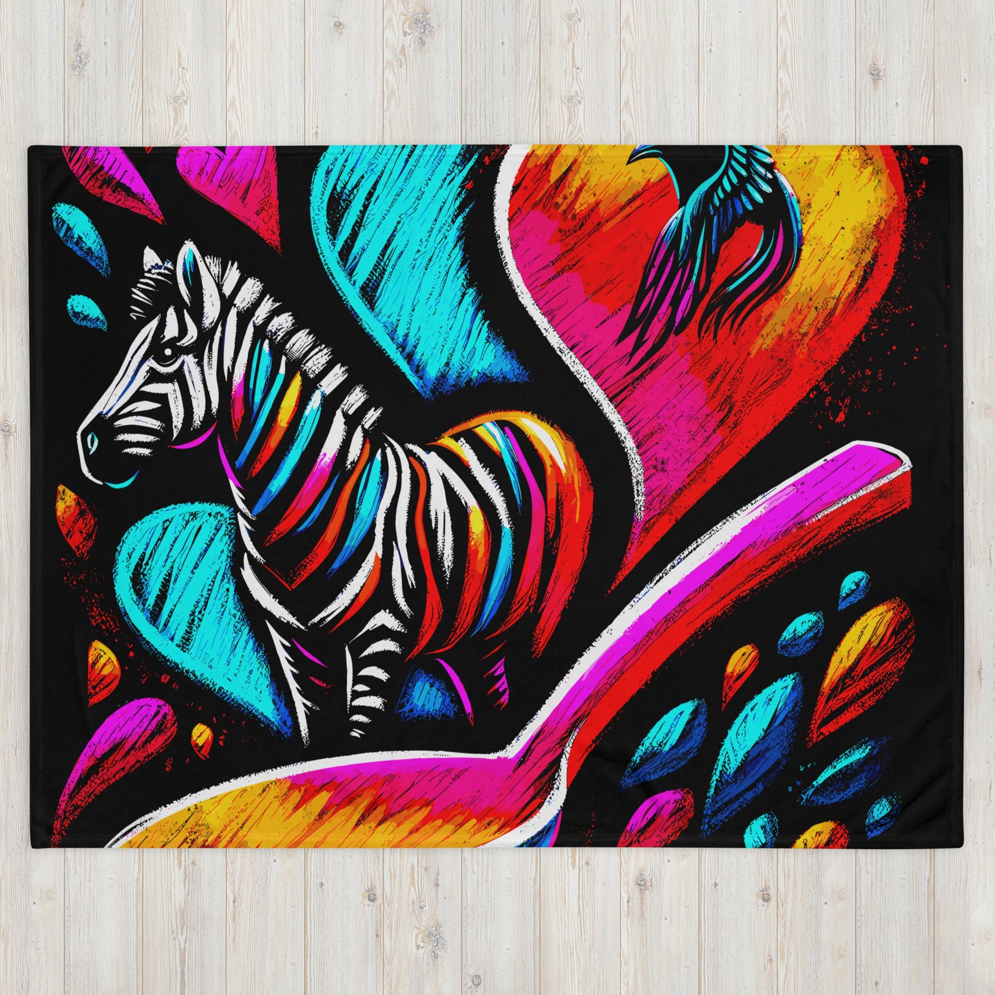 Colorful Zebra Chronic Illness Support Blanket for Spoonie