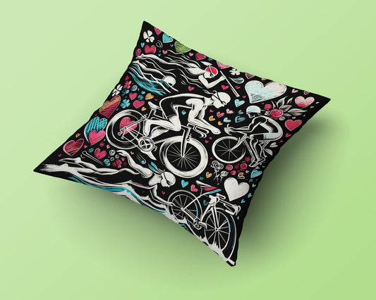 Triathlon Inspired Love Pillow, Valentine's Day Gift for Triathlete